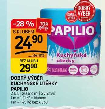 DOBRÝ VÝBĚR KUCHYŇSKÉ UTĚRKY PAPILIO 2 ks FLOP TOP