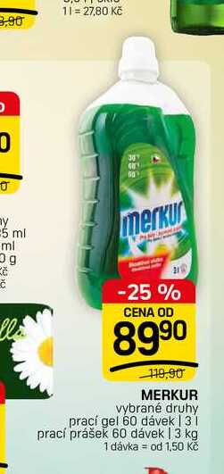 MERKUR vybrané druhy prací gel 60 dávek