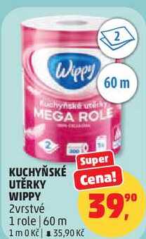KUCHYŇSKÉ UTĚRKY WIPPY 2vrstvé,1 role, 60 m