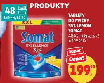 TABLETY DO MYČKY 3V1 LEMON SOMAT, 48 ks