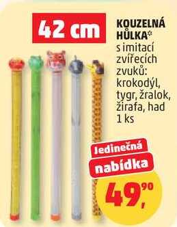 KOUZELNÁ HÜLKA s imitací zvířecích zvuků: krokodýl, tygr, žralok, žirafa, had, 1 ks Penny Market