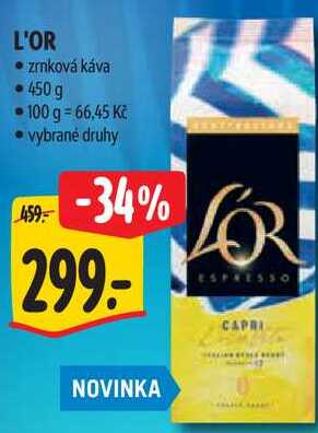 L'OR zrnková káva, 450 g