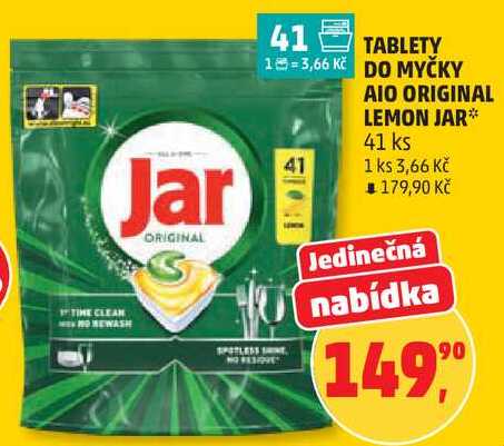 TABLETY DO MYČKY AIO ORIGINAL LEMON JAR, 41 ks