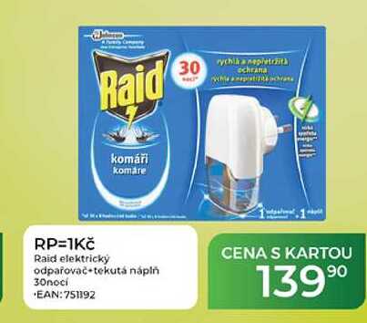 RP=1Kč Raid elektrický odpařovač tekutá náplň 30noci  