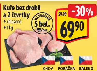 Kuře bez drobů a 2 čtvrtky, 1 kg