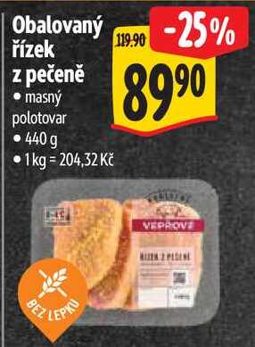 Obalovaný řízek z pečeně, 440 g