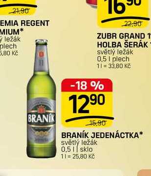 BRANÍK JEDENÁCTKA* světlý ležák 0,5l