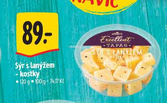 Sýr s lanýžem - kostky 120 g  
