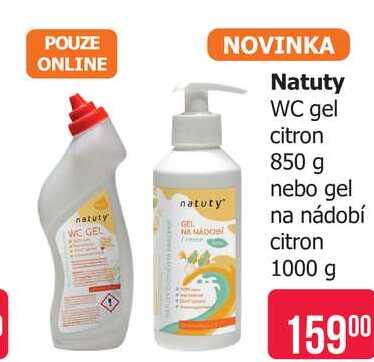 Natuty WC gel citron 850 g nebo gel na nádobí citron 1000 g Teta drogerie