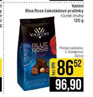Vanini Blue Rose čokoládové pralinky různé druhy 120 g 