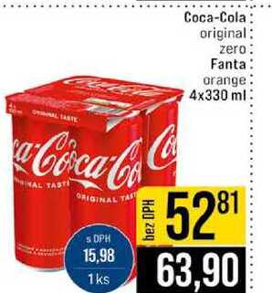 Coca-Cola original zero Fanta orange 4x330 ml