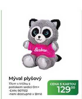 Barbora Mýval plyšový 17cm v tričku s potiskem sedici Om Tamda Foods