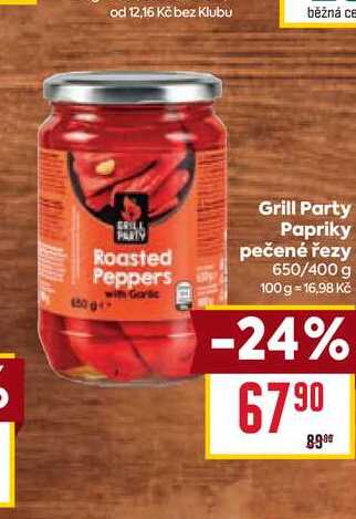 Grill Party Papriky pečené řezy 650/400 g 