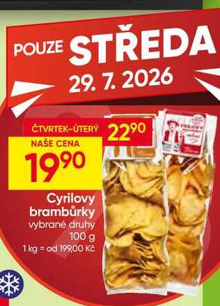 Cyrilovy brambůrky vybrané druhy 100 g