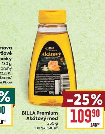 BILLA Premium Akátový med 350 g