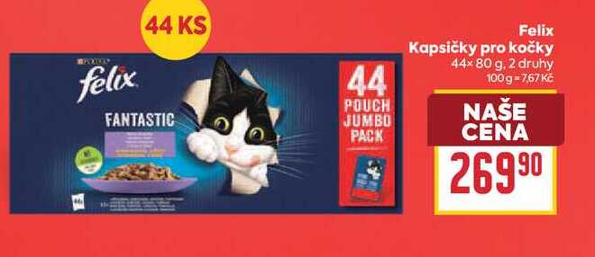 Felix Kapsičky pro kočky 44x80 g