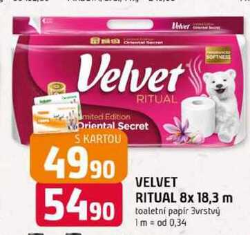 VELVET RITUAL 8x 18,3 m toaletní papír 3vrstvý 