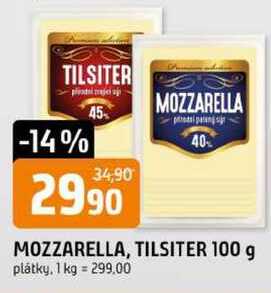 MOZZARELLA, TILSITER 100 g plátky