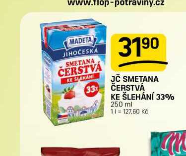 JČ SMETANA ČERSTVÁ KE ŠLEHÁNÍ 33% 250 ml