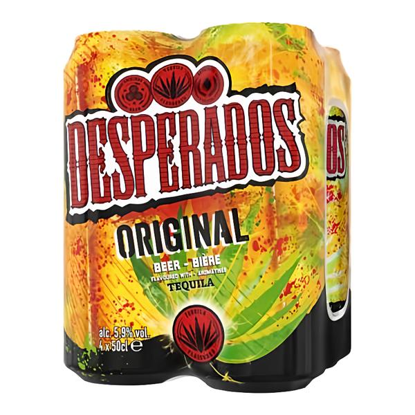 Desperados pivo silné světlé ochucené s příchutí Tequily, plech multipack 4x500 ml