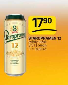 STAROPRAMEN 12 světlý ležák 0,51 plech