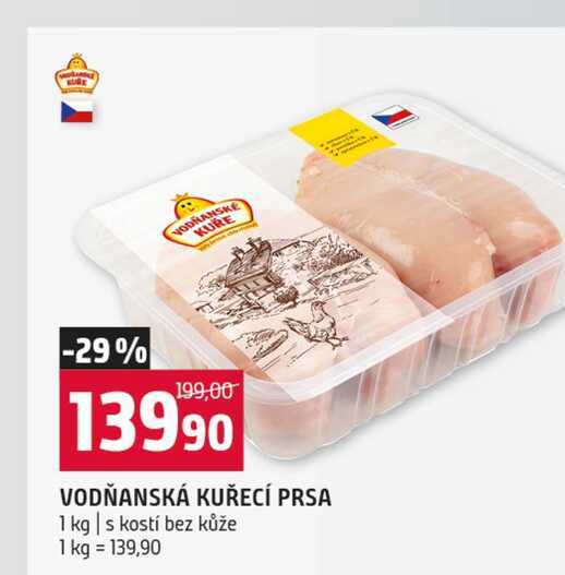 VODŇANSKÁ KUŘECÍ PRSA 1 kg s kostí bez kůže