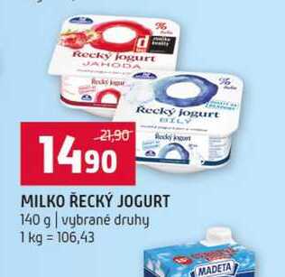 MILKO ŘECKÝ JOGURT 140 g vybrané druhy