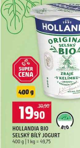 HOLLANDIA BIO SELSKÝ BÍLÝ JOGURT 400 g