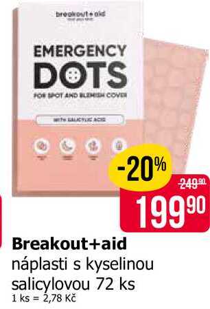 Breakout+aid náplasti s kyselinou salicylovou 72 ks Teta drogerie