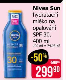 Nivea Sun hydratační mléko na opalování SPF 30, 400 ml 