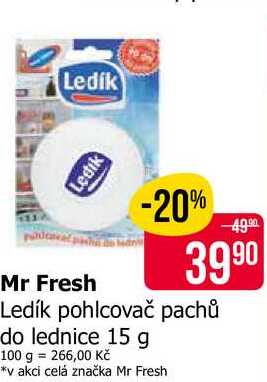 Mr Fresh Ledík pohlcovač pachů do lednice 15 g Teta drogerie