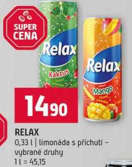 RELAX 0,33l limonáda s příchutí vybrané druhy
