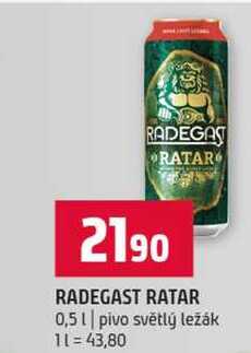 RADEGAST RATAR 0,5l pivo světlý ležák
