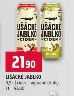 LIŠÁCKÉ JABLKO 0,5l cider vybrané druhy
