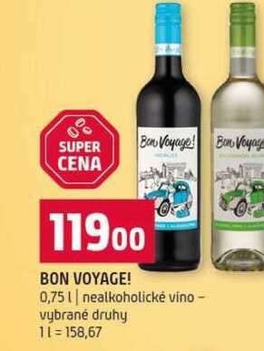 BON VOYAGE! 0,75 l nealkoholické víno vybrané druhy