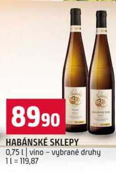 HABÁNSKÉ SKLEPY 0,75l vino vybrané druhy 