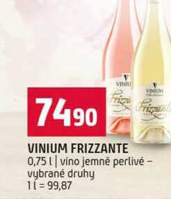 VINIUM FRIZZANTE 0,75 vino jemně perlivé vybrané druhy