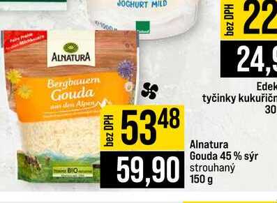 Alnatura Gouda 45 % sýr strouhaný 150 g