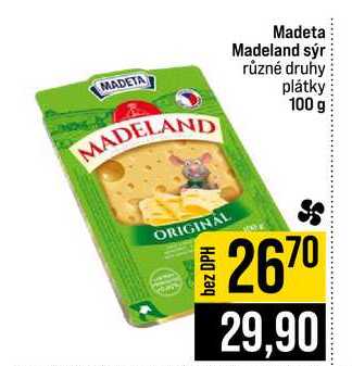 Madeta Madeland sýr různé druhy plátky 100 g