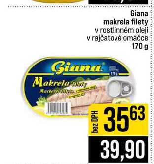 Giana makrela filety v rostlinném oleji v rajčatové omáčce 170 g