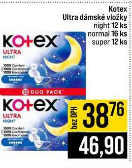Kotex Ultra dámské vložky night 12 ks normal 16 ks super 12 ks