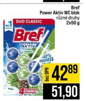 Bref Power Aktiv WC blok různé druhy 2x50 g