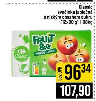 Classic svačinka jablečná s nízkým obsahem cukru 12x90 g 1,08kg