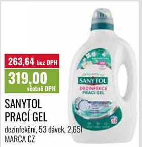 SANYTOL PRACÍ GEL 2,65l/53 dávek Ratio
