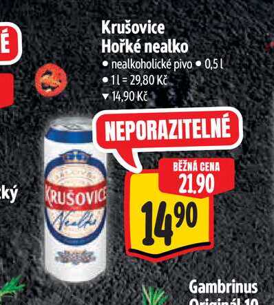 Krušovice Hořké nealko nealkoholické pivo 0,5 l