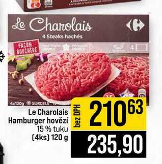 Le Charolais Hamburger hovězí 15% tuku 4ks 120 g
