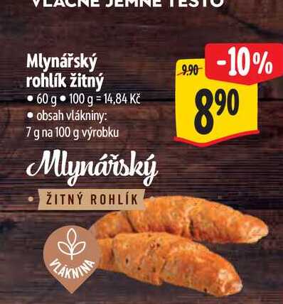 Mlynářský rohlík žitný 60 g
