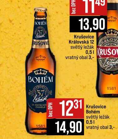 Krušovice Bohém světlý ležák 0,5l