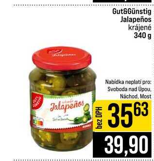 Gut&Günstig Jalapeños krájené 340 g