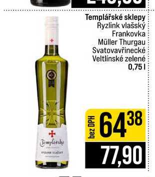 Templářské sklepy Ryzlink vlašský Frankovka Müller Thurgau Svatovavřinecké Veltlínské zelené 0,75l